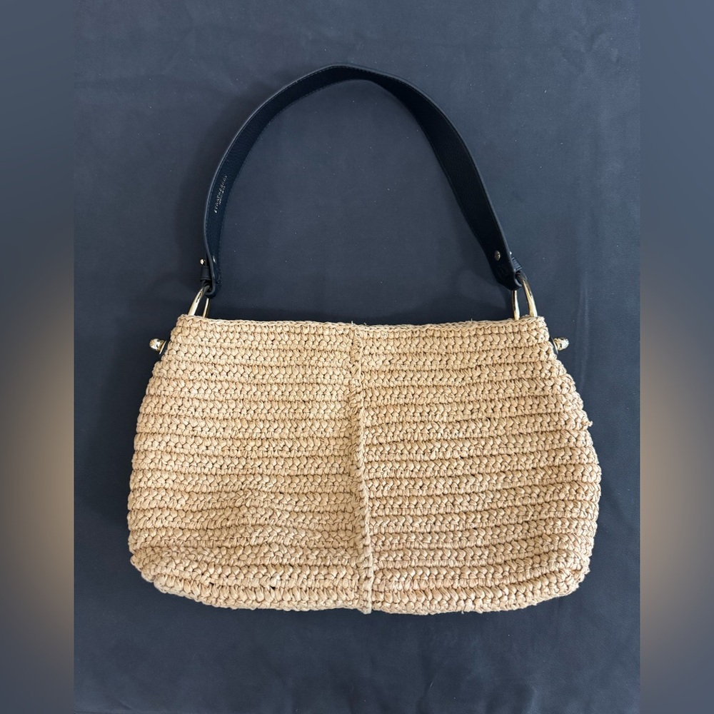 Strathberry Lana hobo raffia black bag leather straps handmade in Spain - Picture 10 of 12